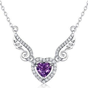 🎁 Hollow Purple Heart Wings Lovely Pendant Necklace for Women, EVGG1052